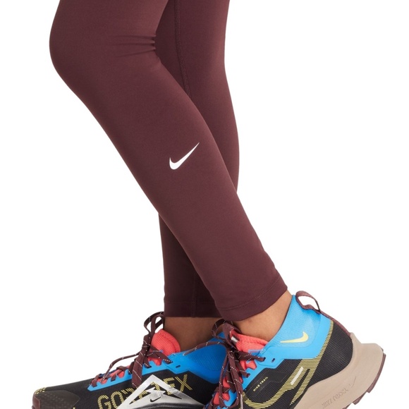 NWT M Nike Big Girls One Dri-fit High-Waisted Leggings - Bgycrh/whi - Picture 4 of 4